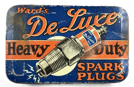Ward's Deluxe Heavy Duty Spark Plug Tin Advertising Box