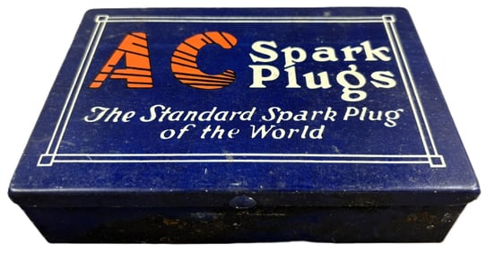 AC Spark Plugs Standard Spark Plug Tin Metal Advertising Box
