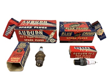 Lot Full Auburn TC-3 & Blue Crown T-3 Spark Plugs