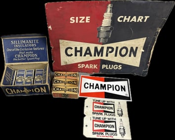 Champion Spark Plugs Assorted Lot Size Chart Plugs Tags & More