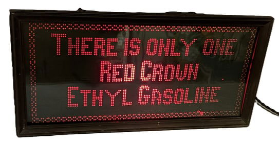 Red Crown Ethyl Gasoline Lighted Punched Paper Advertising 1920s Sign