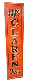 McClaren Tires Self Framed 1930s SSP Porcelain 7' Advertising Sign