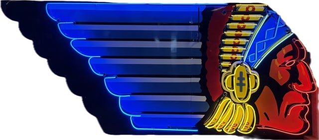 Waswatch Indian Head 10' Metal Service Station Advertising Neon