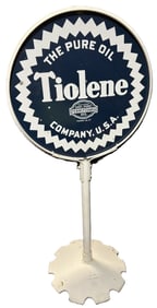 Tiolene The Pure Oil Co Curbside Lollipop DSP Porcelain Sign