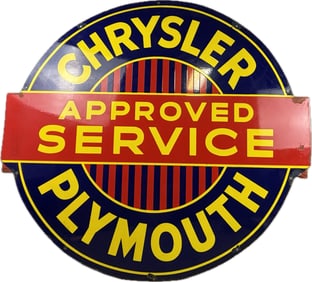Chrysler Plymouth Approved Service SSP 42" Porcelain Dealer Sign