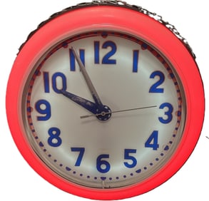Original Cleveland Neon Advertising Pink & Blue Clock