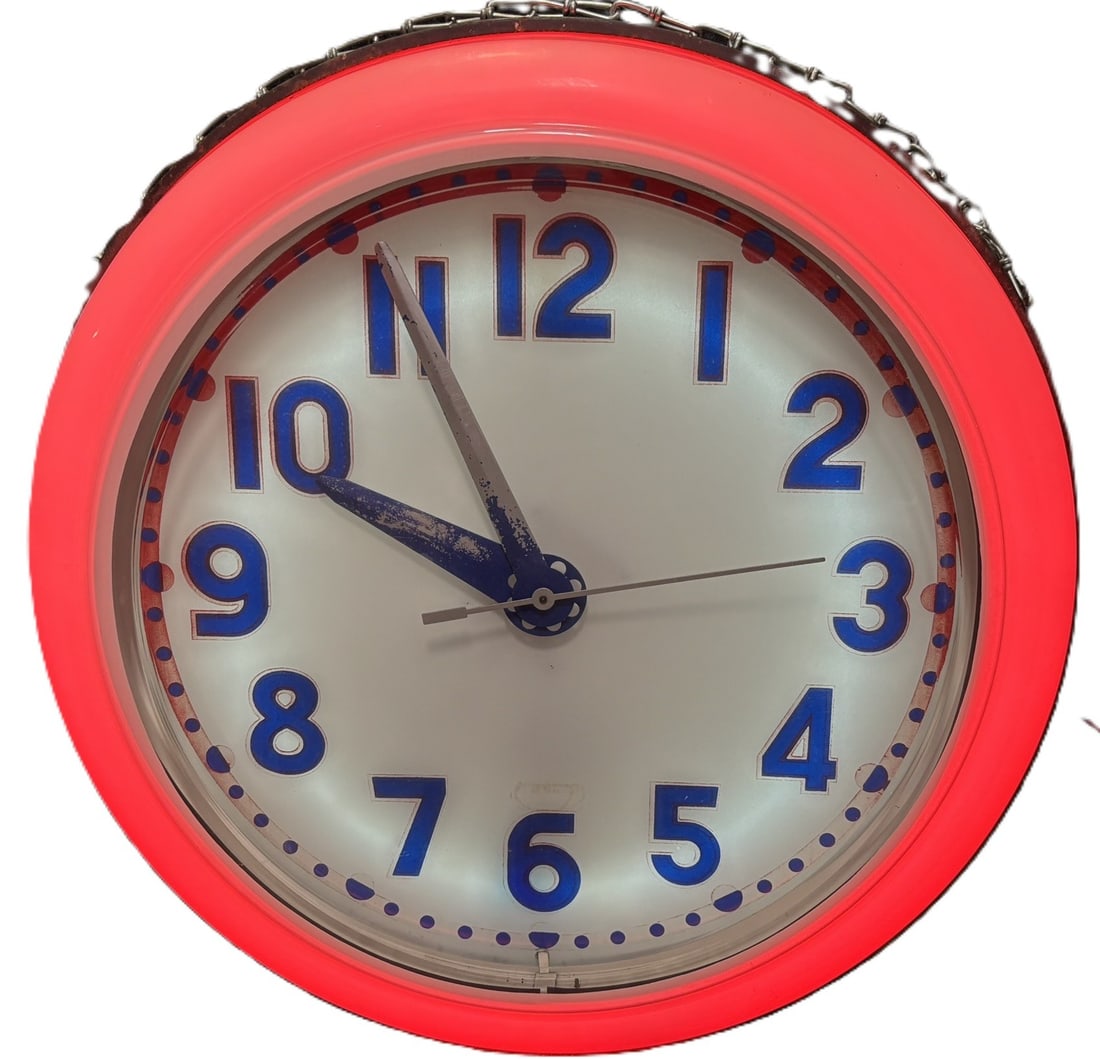 Original Cleveland Neon Advertising Pink & Blue Clock (1 of 8)