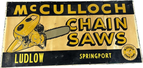 McCulloch Chains 8'x4' SST Tin Advertising Billboard Sign Springport Michigan