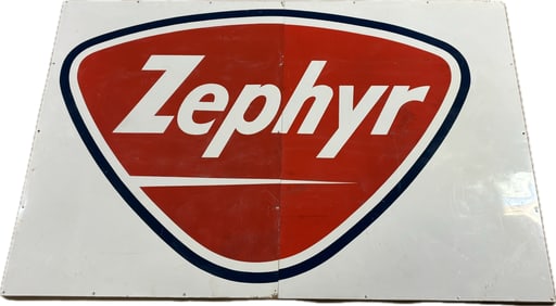 Zephyr Gasoline 8'x5' 2 Piece SST Painted Metal Service Station Sign