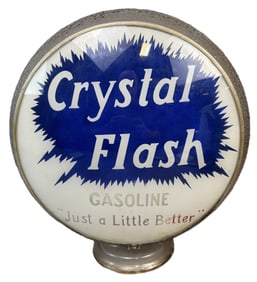 Crystal Flash Gasoline Gas Globe w/ Original Clear Ripple Lense