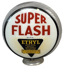 Super Flash Ethyl Gasoline Gas Globe w/ Original Clear Ripple Lense