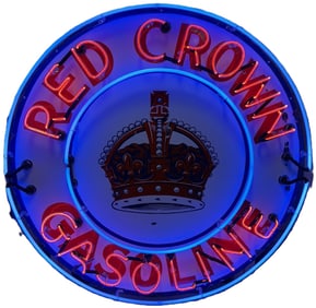 Red Crown Gasoline 42" SSP Porcelain Advertising Neon Sign