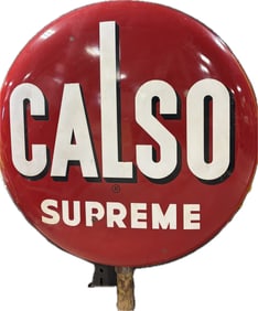 CALSO Supreme California Standard Oil Co 5' Convex DSP Porcelain Pole Sign