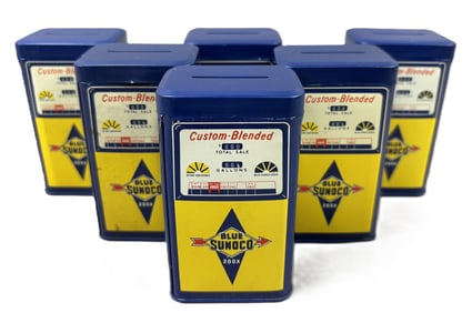 Lot 6 1950s Sunoco Service Station Metal Coin Banks
