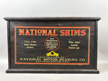 National Motor Bearing Co San Francisco CA Shims Wooden Store Display Cabinet