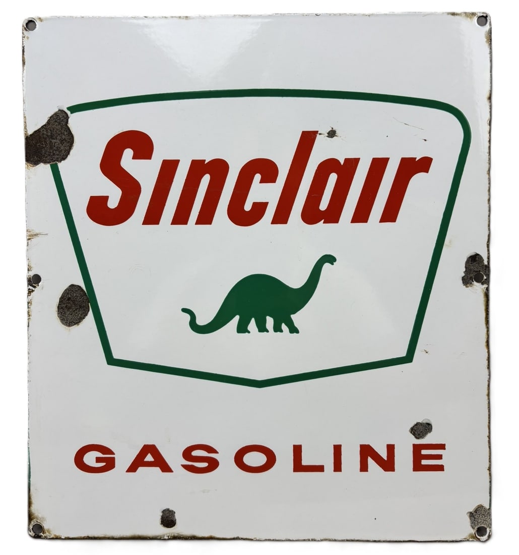Sinclair Gasoline SSP 1960s Porcelain Pump Plate Sign (1 of 5)