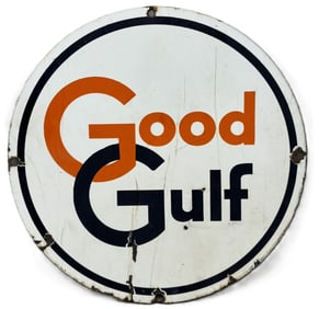 Good Gulf SSP Porcelain Pump Plate Round Advertising Sign