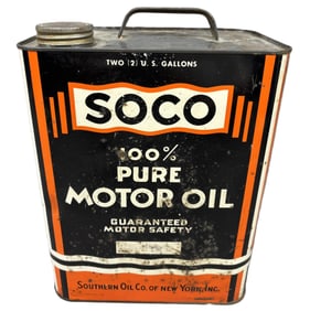 SOCO Southern Oil Co New York 100% Pure Motor Oil 2 Gallon Can