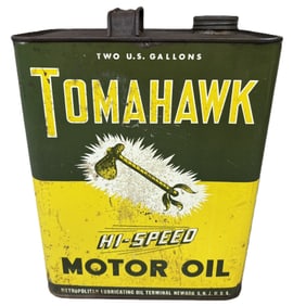 Tomahawk Hi-Speed Motor Oil 2 Gallon Can by Metropolitan Lubricating Newark NJ