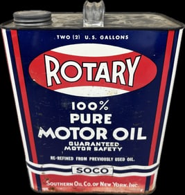 Rotary 100% Pure Motor Oil Southern Oil Co New York 2 Gallon Can