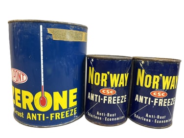 Lot 3 Nor'Way Anti Freeze Pair Quart Cans & 1 Gallon Zerone Dupont