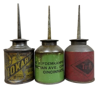 Lot 3 Antique Ti-Ki Great Western Aufdemkampe Ohio Oiler Cans