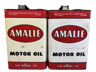 Pair Amalie Motor Oiler 1 Gallon Motor Oil Metal Cans