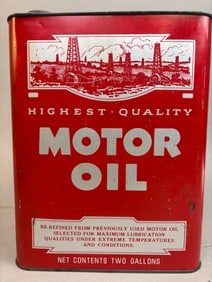 Highest Quality Motor Oil 2 Gallon Metal Can w/ Oil Derricks