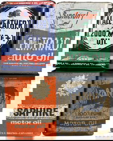 Sinclair Gulf Banner & All Weather 2000 Mile 2 Gallon Motor Oil Cans