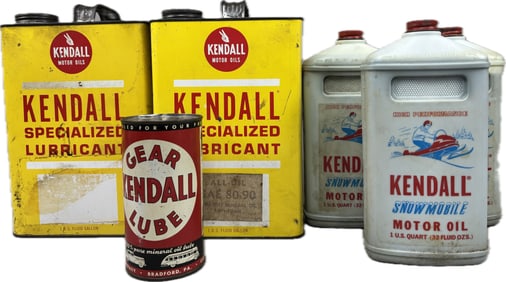 Kendall Lot 6 Motor Oil 1 Gallon Lubricant & Snowmobile Quart Cans