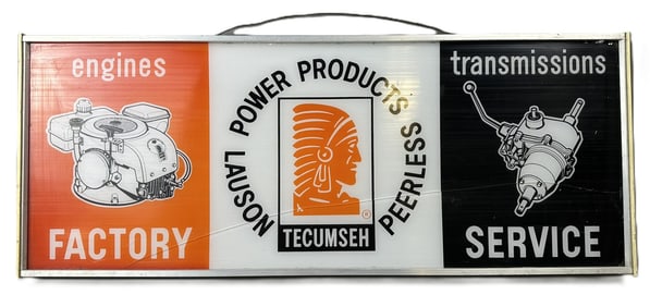 Tecumseh Engines Lighted Factory Servive 1960s Lauson Peerless Sign
