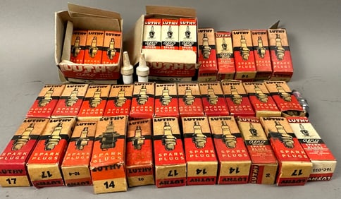 Luthy Spark Plugs Lot 30 NOS Boxes Aeroplane Jackson Michigan