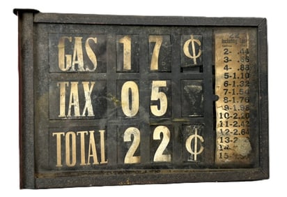 Antique 20s Gas Pump Gasoline Original Painted Pricer Price Box