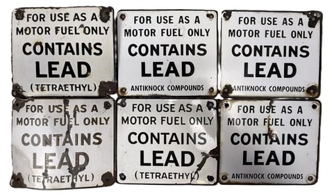 Lot 6 Original Contains Leads SSP Porcelain Gas Pump Sign