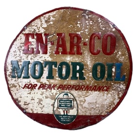 En-Ar-Co Motor Oil 24" Embossed SST Tin Advertising Sign