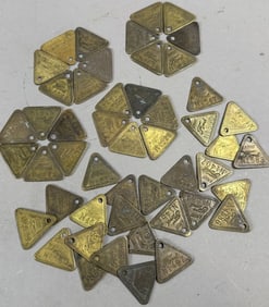 Ford Rouge River Lot 50 Antique 1920s Brass Tool Check Tags