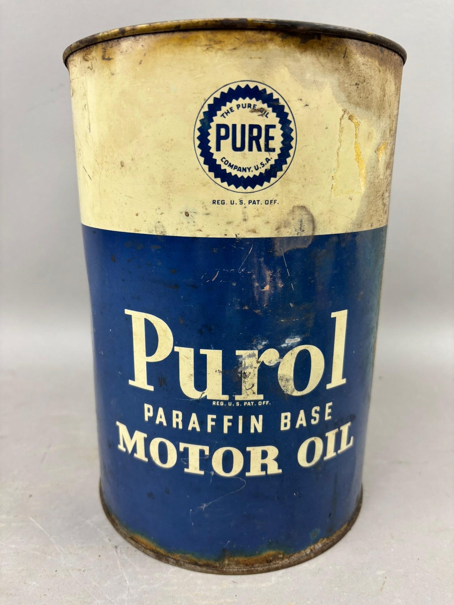 Purol Paraffin Base 5 Quart Pure Motor Oil Metal Can (1 of 6)