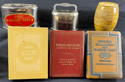 Lot 6 Michigan 30s-40s-50s Coin Banks Detroit Flint