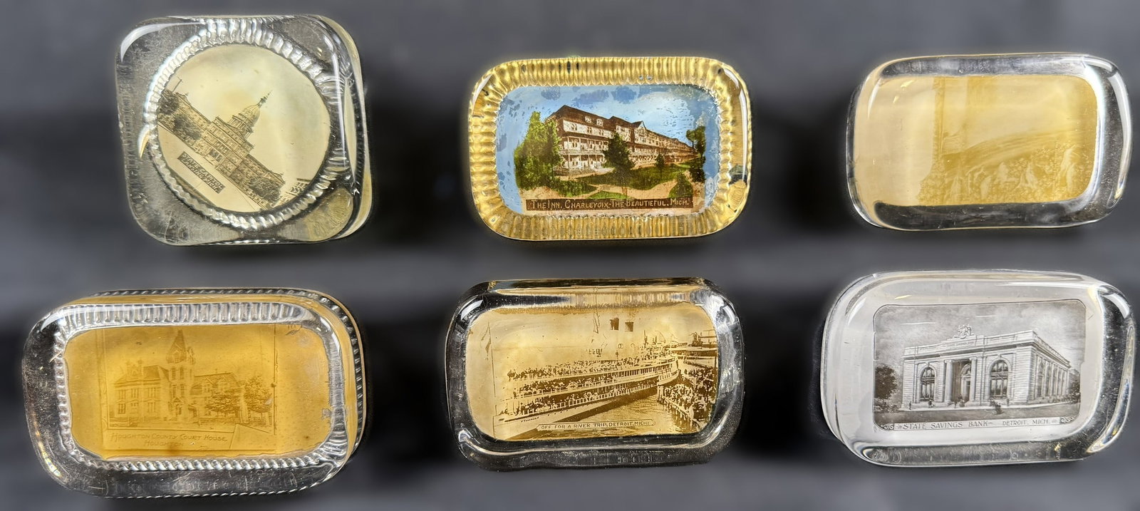 Antique Lot 6 Early 1900s Michigan Advertising Paper Weights Detroit Houghton Lansing (1 of 11)