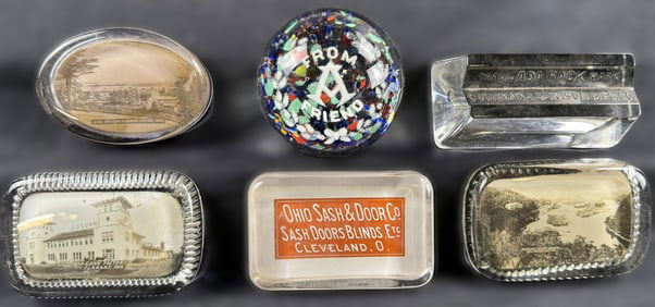Antique Lot 6 1900s Advertising Paper Weights Ohio Sash Elkhart Ind Michigan