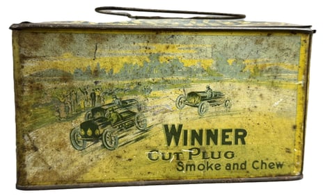 Winner Cut Plug Smoke & Chew Early 1900s Tobacco Pail Can