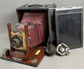 Antique 1913 Eastman Kodak Red Bellows Mahoghany 5x7 Boxed Camera
