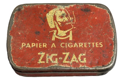 Zig Zag Papier A Cigarettes Red & White Metal Rolling Papers Tin Can