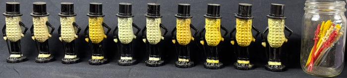 Planters Peanuts Lot 5 Pair Salt Pepper Advertising Shakers w/ Toothpicks
