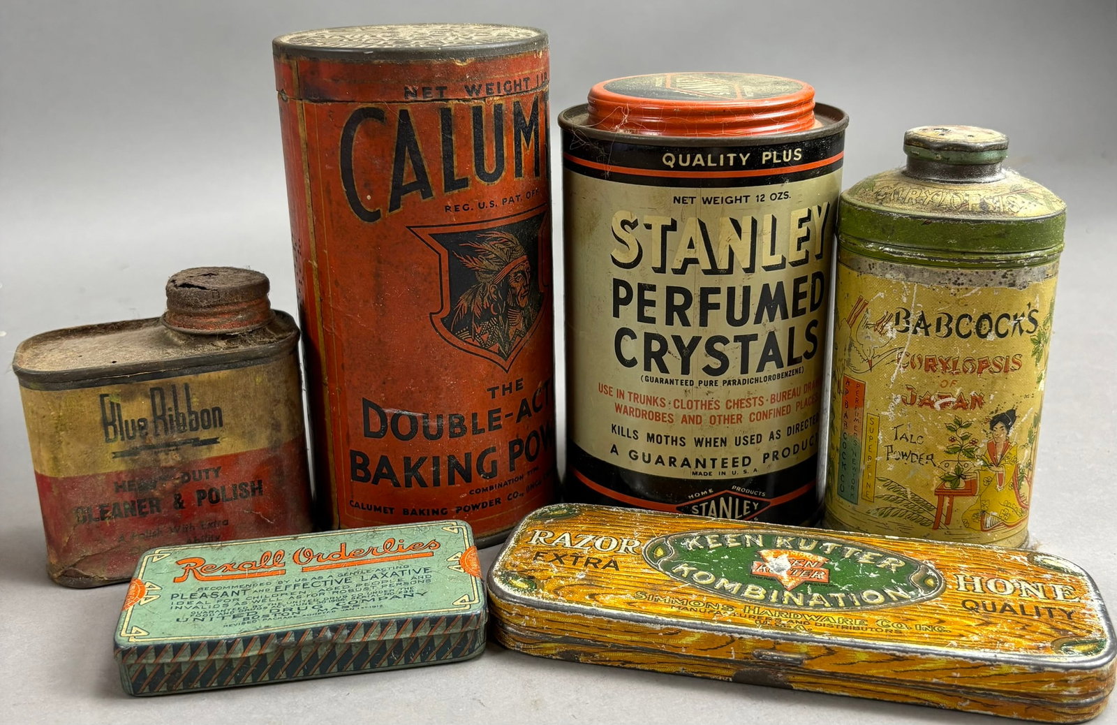Keen Kutter Hone Razor Calumet Babcock's Original Tin Can Lot 6: Estate condition. See all photos. Sold as-is, where-is.