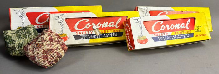 Lot 4 NOS 1940s-50s Canvas Weighted Coronal Safety Ashtray