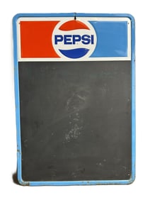 Pepsi Embossed SST 70s Tin Advertising Chalkboard Sign