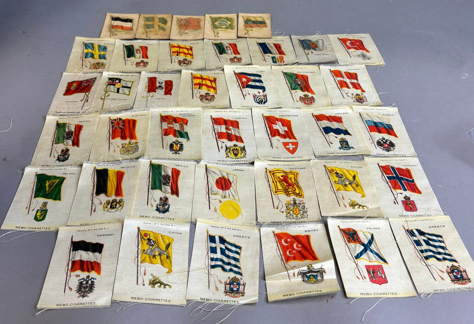 Lot 39 Antique Early Nebo Cigarettes Country Tobacco Silks: 2.5" x 3.25"