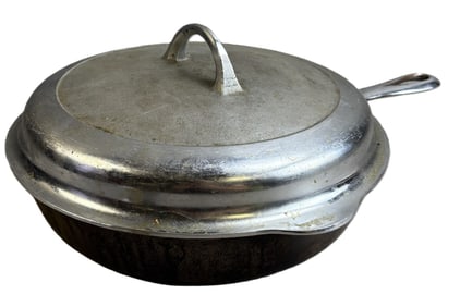 Griswold No 8 704 M Cast Iron Skillet Pan w/ Matching Lid 1098B Erie Pa