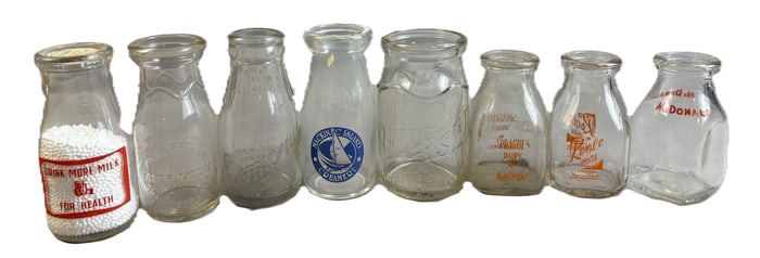 Lot 8 Half Pint Michigan Milk Dairy Bottles Homer Esmond Mackinac Belle Isle Flit